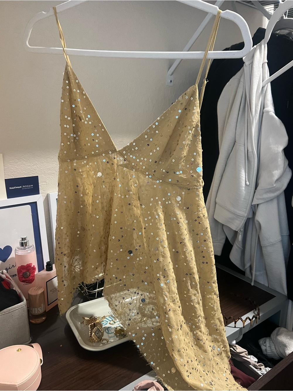Zara Gold Sequin Lace Cami Slip